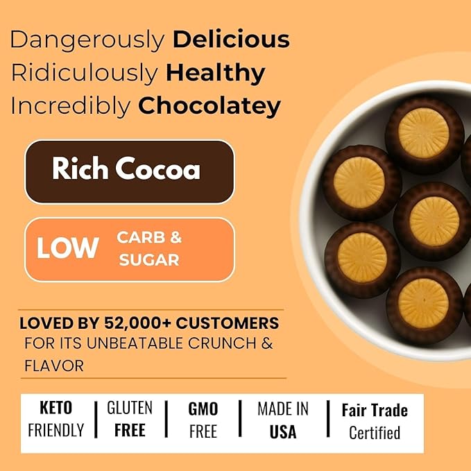 Better Than Good Keto Chocolate Peanut Butter Cups – Low Carb Buckeyes, Healthy, Gluten Free, Low Calorie & 0g Added Sugar – Diabetic Friendly Protein Snacks For The Whole Family (5-Pack of 4 Each)