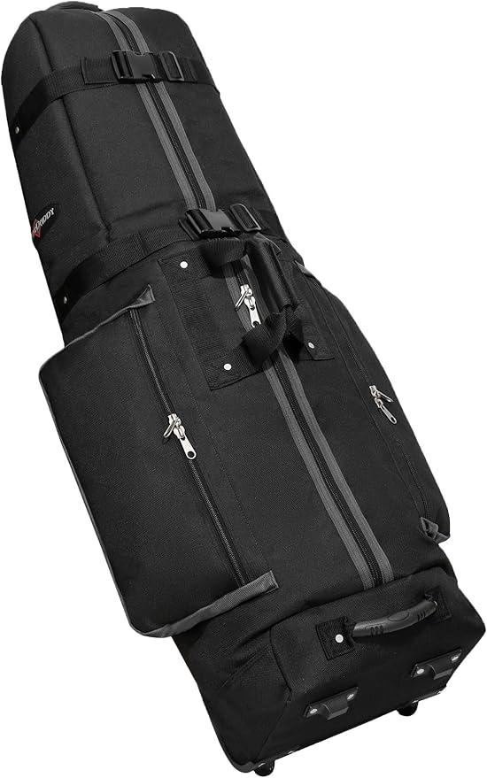 CaddyDaddy Constrictor Soft-Sided Golf Travel Bag Cover with Thick Dense Foam Padded Top 1 Year Full Travel Bag Replacement Coverage | Wheels & Lockable Zippers Case for Transporting Clubs on Airlines