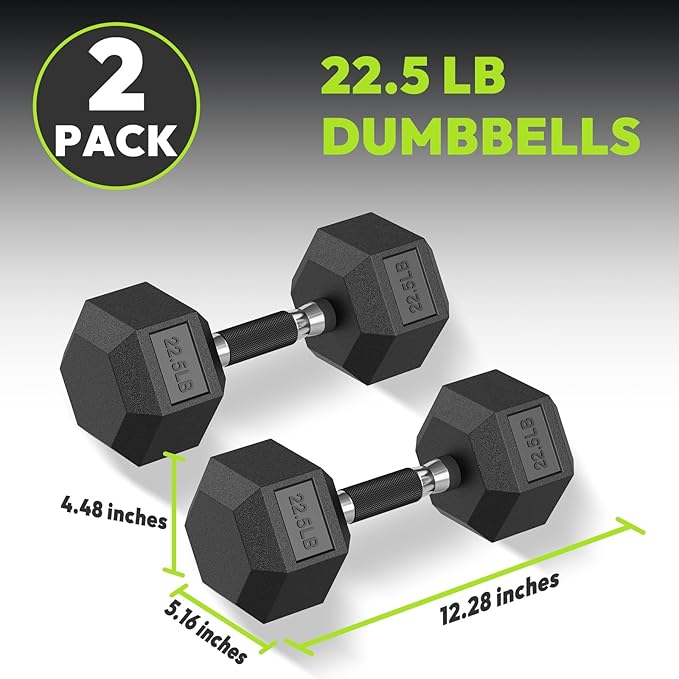 Hex Dumbbell Set 2.5-400 lb, Rubber Encased Exercise & Fitness Dumbbells, Weights Dumbbells Set of 2, Hand Weight for Strength Training