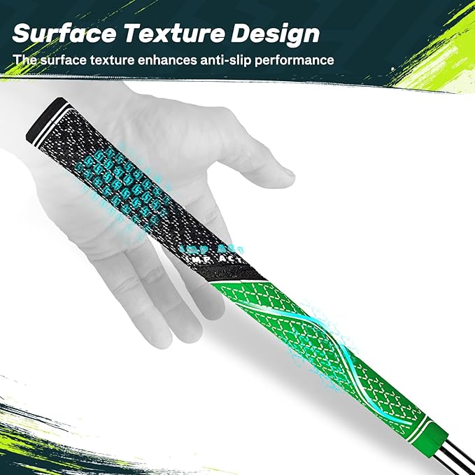 SAPLIZE Hybrid Golf Grips (CL07) - Set of 13, Innovative Design, Cross Corded Rubber Technology, Options of 8 Colors, Standard/Midsize, Basic/Deluxe Kit for Choice, Multicompound Golf Club Grips