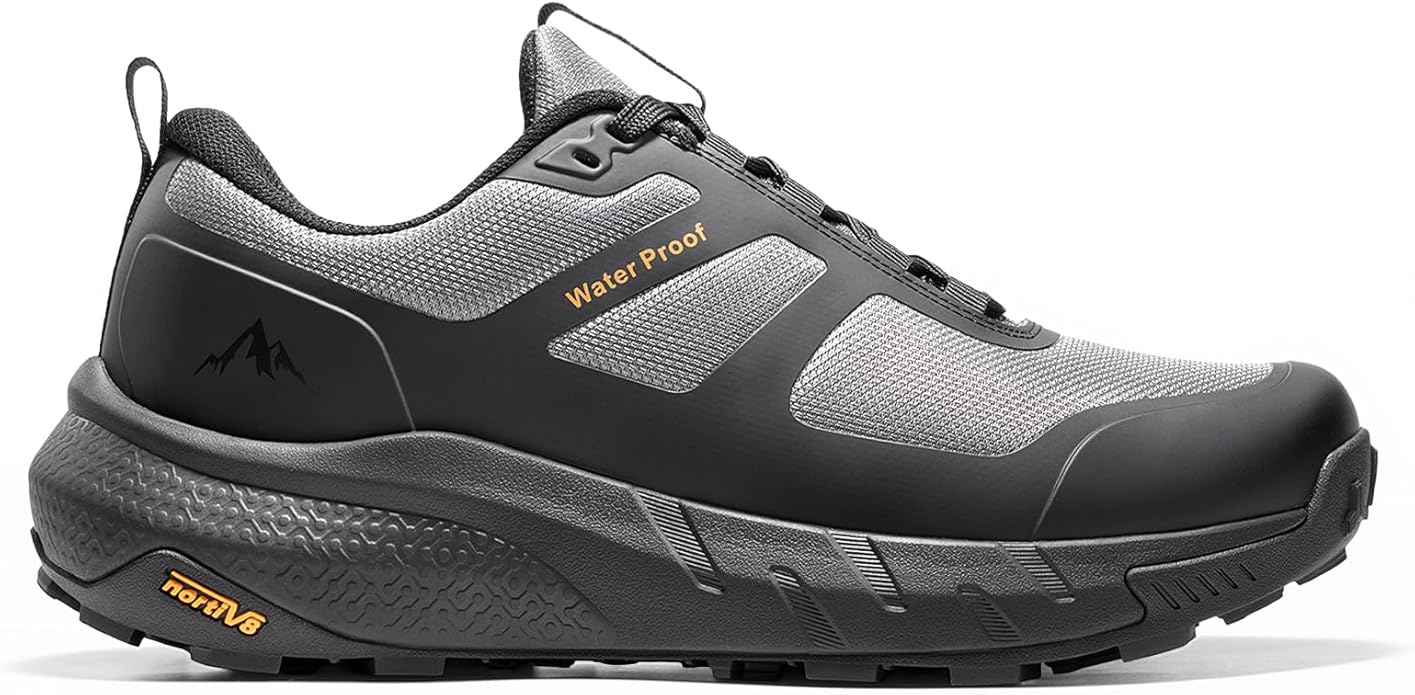 NORTIV 8 Men's Waterproof Hiking Shoes Lightweight Trekking Walking Fashion Sneakers with Arch Support for Camping Tennis Outdoor Training StreamRunner