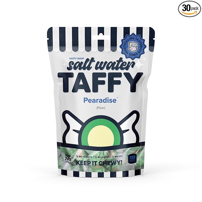 Taffy Shop Pearadise, Pear Taffy – Gourmet Soft Chewy Candy, Bulk Sweet Snack, Fresh Gift & Gluten-Free, 35 Individually Wrapped Pieces (7oz)