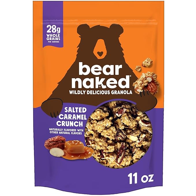 Bear Naked Granola Cereal, Whole Grain Granola, On-the-Go Snacks, Salted Caramel Crunch, 11oz Bag (1 Bag)