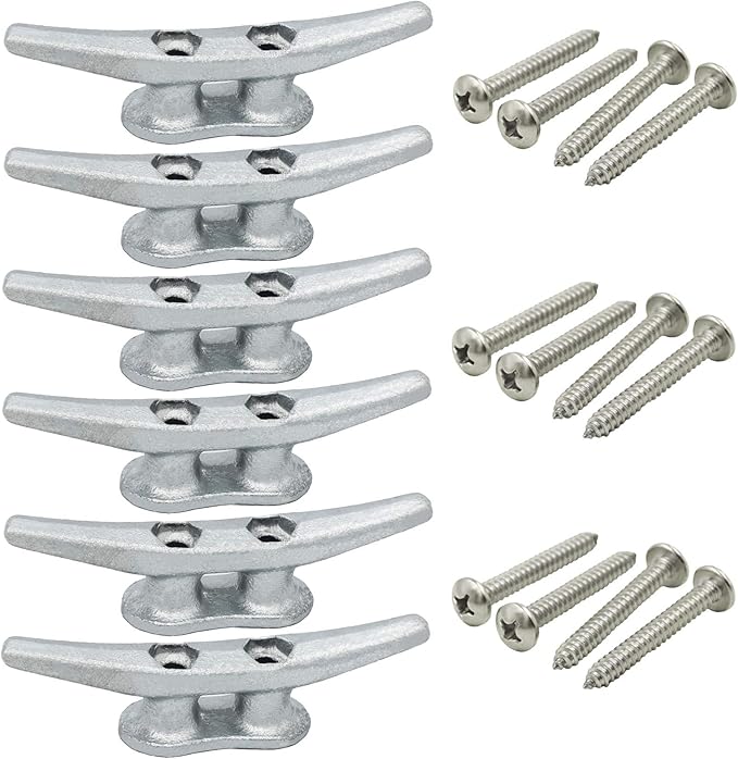 4 inch Dock Cleats 4/6/8/12/16/20/24 Pack,Boat Dock Cleats Rope Cleat Marine Cleats Iron Boat Cleats with Hardware ldeal for Deck,Nautical Decor,Cleats for Boat Dock,Boat Tie Down Cleats