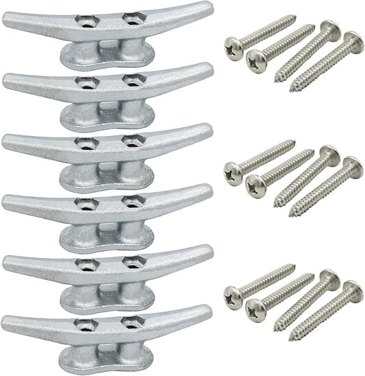 4 inch Dock Cleats 4/6/8/12/16/20/24 Pack,Boat Dock Cleats Rope Cleat Marine Cleats Iron Boat Cleats with Hardware ldeal for Deck,Nautical Decor,Cleats for Boat Dock,Boat Tie Down Cleats