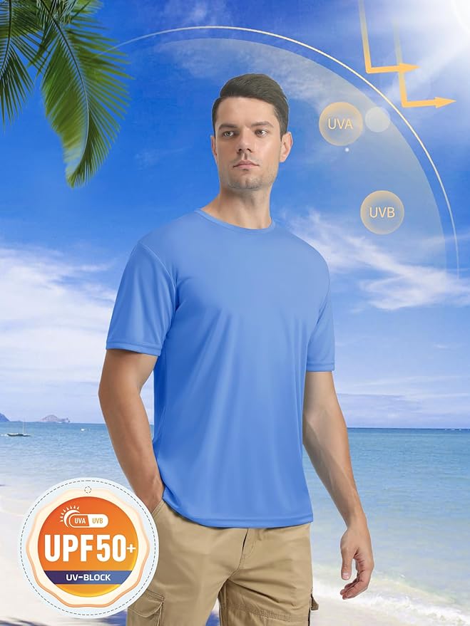 MAGCOMSEN Men's Short Sleeve UPF 50+ T-Shirt Quick Dry Rash Guard Athletic Running Swim Top Tee Performance Water Shirts