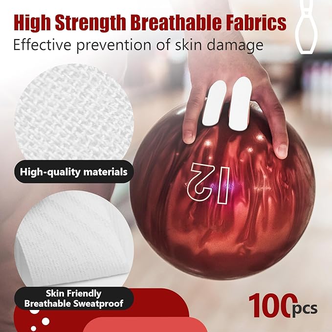 100 PCS Bowling Thumb Tape - Bowling Finger Tape - Thumb Tape Protector for Bowling(Multiple Colors, 1 x 2.8 Inches, Breathable)