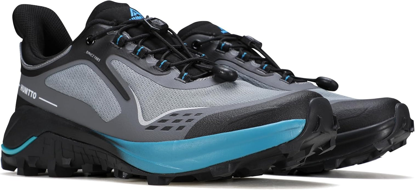 HUMTTO Men's Quick Laces Hiking Sneaker Lightweight Breathable Walking Outdoors Trail Running Shoes