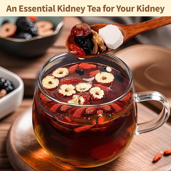 Kidney Tea Formula Ginseng Six Treasure Tea - Natural Chinese Traditional Herbal Ginseng Five Treasures Kidney Detox Cleanse Teabag For Men Women (30 Bags/1 Pack)