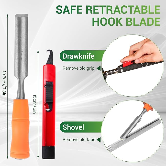 Liaakrr Golf Grip Kit for Regripping Golf Clubs, Golf Club Regripping Kit- Portable Table Vise Clamp, Hook Blade, 13 Tape Strips (2"x10"), Rubber Sleeve for DIY/Pro Club Repair-Complete Grip Replacement Tool Set for Home or Travel