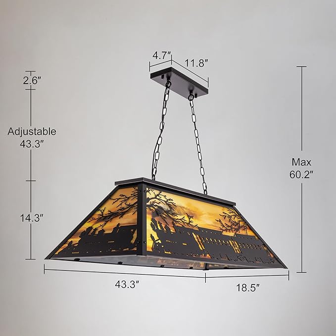 TOCHIC 3 Light Pool Table Light, Vintage Train Billiard Light Retro Kitchen Island Pendant, Adjustable Hanging Pool Table Lights Fixture for Game Rooms, Snooker Table, Cabin, Men Cave, Dining Room