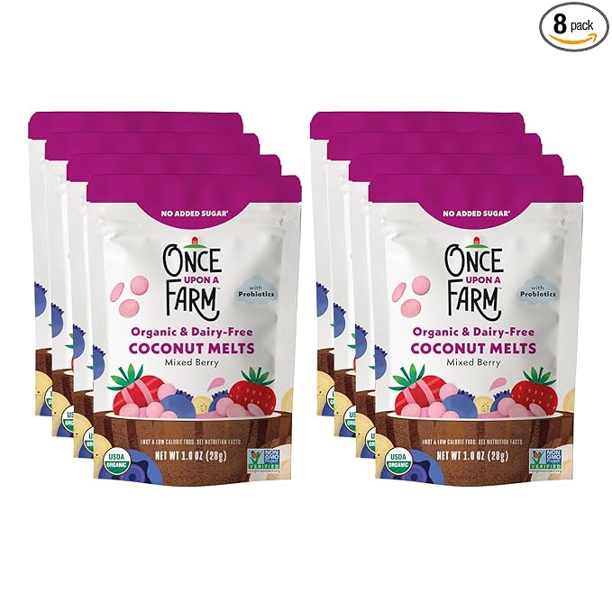 Once Upon A Farm Mixed Berry Coconut Melts with Probiotics, Organic, Dairy Free, 1 Ounces (Pack Of 8)