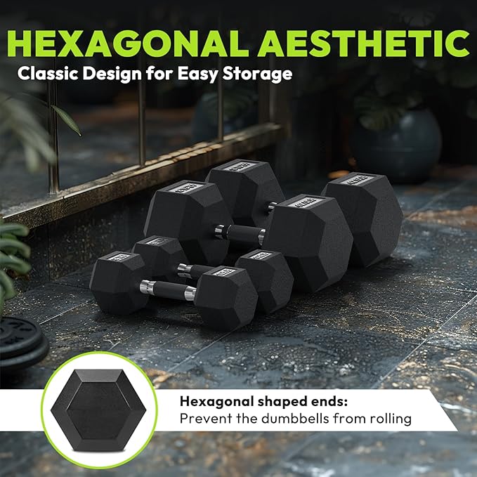 Hex Dumbbell Set 2.5-400 lb, Rubber Encased Exercise & Fitness Dumbbells, Weights Dumbbells Set of 2, Hand Weight for Strength Training