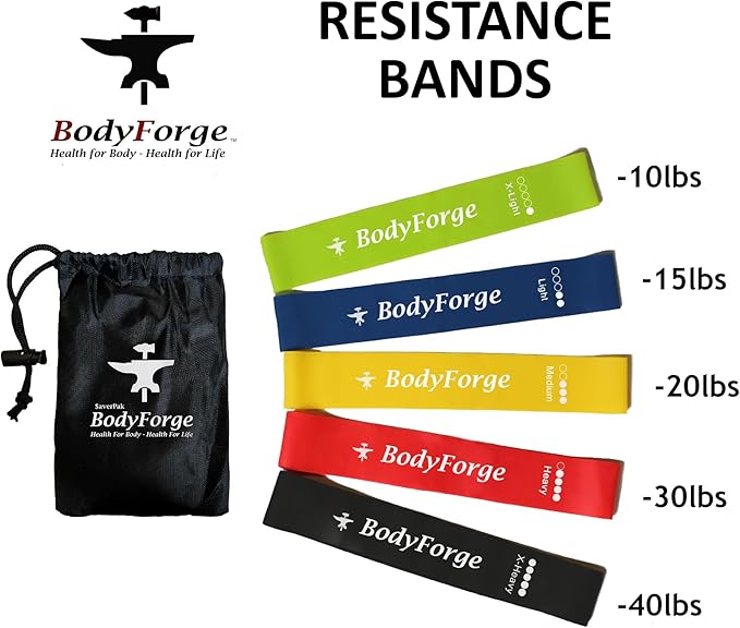 BodyForge Eco-Friendly Resistance Loop & Hip Bands Exercise Sets with Carry Bags