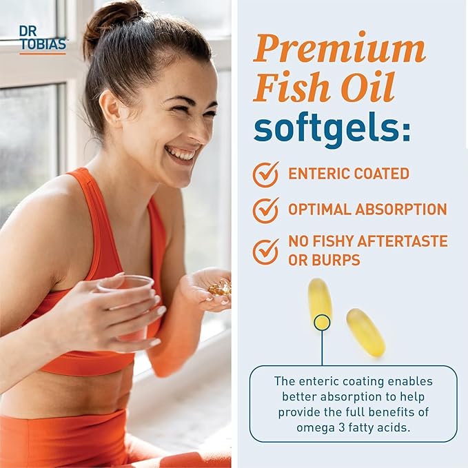 Dr. Tobias Omega 3 Fish Oil, 2000mg Triple Strength with 800mg EPA 600mg DHA Per Serving, Fish Oil Omega 3 Supplements for Heart, Brain & Immune Support, 90 Softgels, 45 Servings