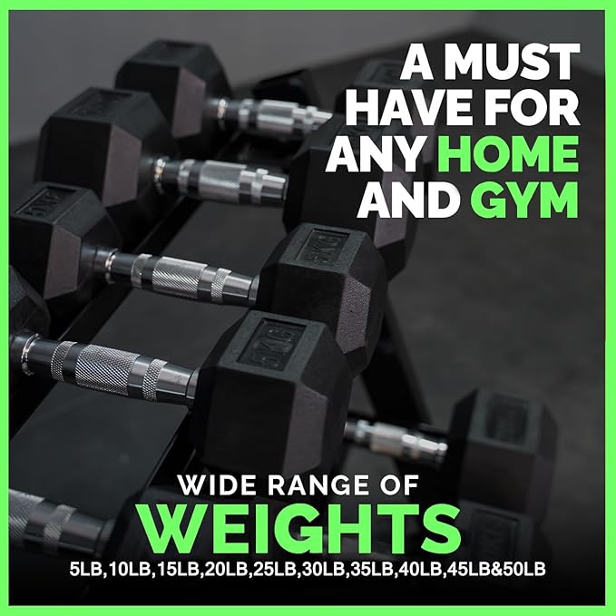 350-550 lbs Rubber Hex Dumbbells with Rack Free Weight for Home Gym, Durable Rubber Dumbbell with Storage,Coated Cast Iron Weight Strength Training Dumb bell Exercise Fitness Equipment