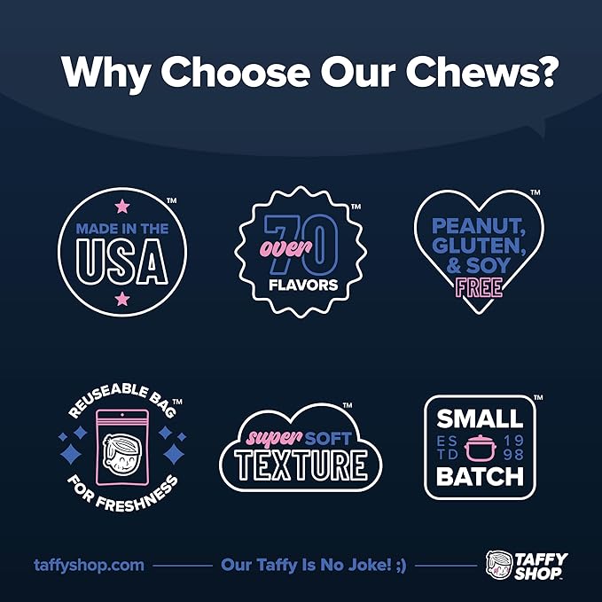 Taffy Shop Cherr Up! Cherry Salt Water Taffy – Gourmet Soft Chewy Candy, Bulk Sweet Snack, Fresh Gift & Gluten-Free, 35 Individually Wrapped Pieces (7oz)