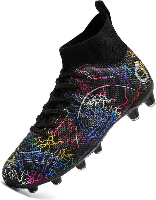 Boys' Soccer Shoes Kids Firm Ground Soccer Cleats Girls Athletic Sneakers Outdoor Turf Football Shoes for Little/Big Kid