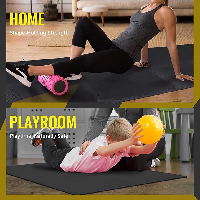 Hulkfit Puzzle Exercise Mat with EVA Foam Mat Interlocking Floor Tiles for Home Gym Mats Flooring for Garage Floor Padding for Kids Exercise Equipment Mats