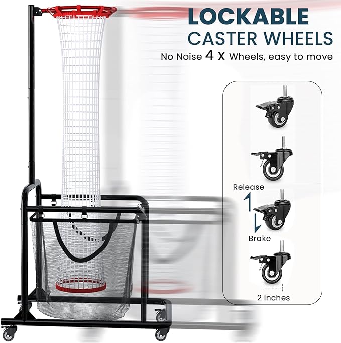 Volleyball Setter Training Equipment – Adjustable Height & Angle, Precision Target Cloth for Accurate Setting, Portable with Wheels, Ball Storage Net Bag Skill Levels