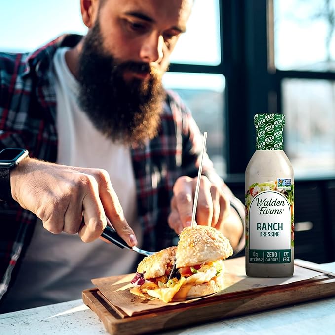 Walden Farms Ranch Dressing - Calorie-Free, Gluten-Free, Low Carb, Keto-Friendly, Sugar-Free, Dairy-Free Creamy Ranch Flavor - 2 Pack Value Pack, 12 oz Bottles