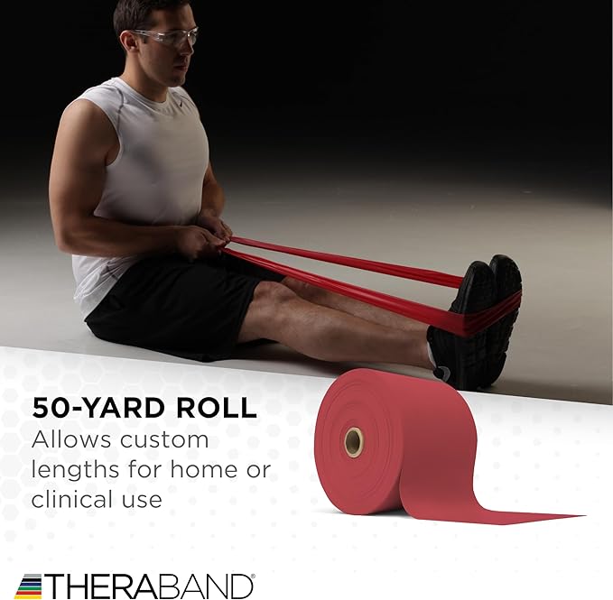 THERABAND Resistance Bands, 50 Yard Roll Professional Latex Elastic Fitness Band For Upper & Lower Body & Core Exercise, Physical Therapy, Pilates, Yoga, Stretching, Home Workouts, & Rehab