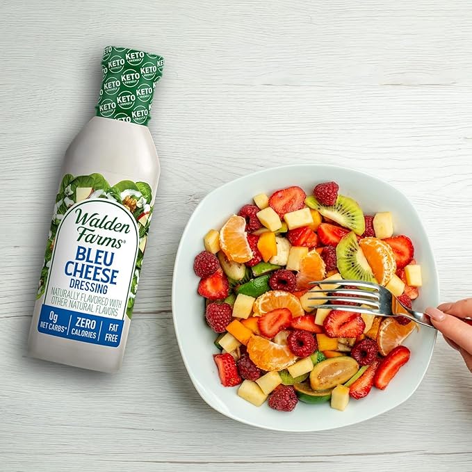 Walden Farms Bleu Cheese Dressing - Calorie-Free, Gluten-Free, Low Carb, Keto-Friendly, Sugar-Free, Rich Bleu Cheese Flavor, (12 oz Bottle x 6)
