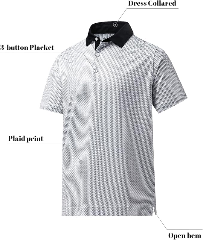 DEOLAX Mens Polo Shirts Fashion Print Mens Golf Shirt Dry Fit Mens Golf Polo Short Sleeve Quick Dry Funny Golf Shirt for Men