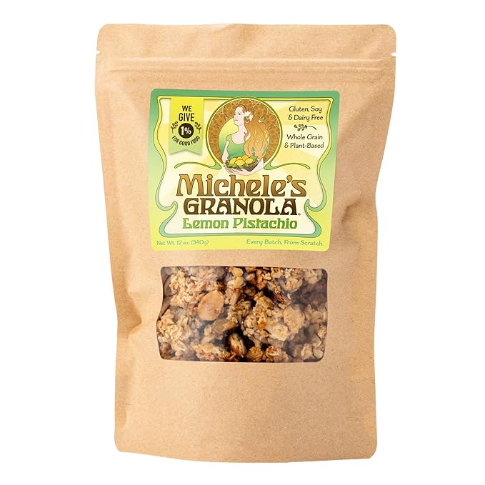 Michele's Granola - Lemon Pistachio - Handmade Non-GMO Whole Grain Oats - Free of Gluten, Soy, Wheat, & Dairy