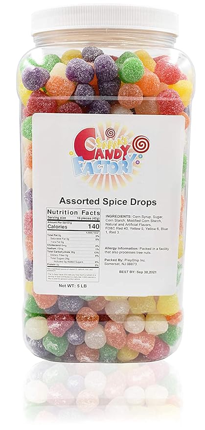 Sarahs Candy Factory Assorted Spice Drops 5 Lbs in Jar