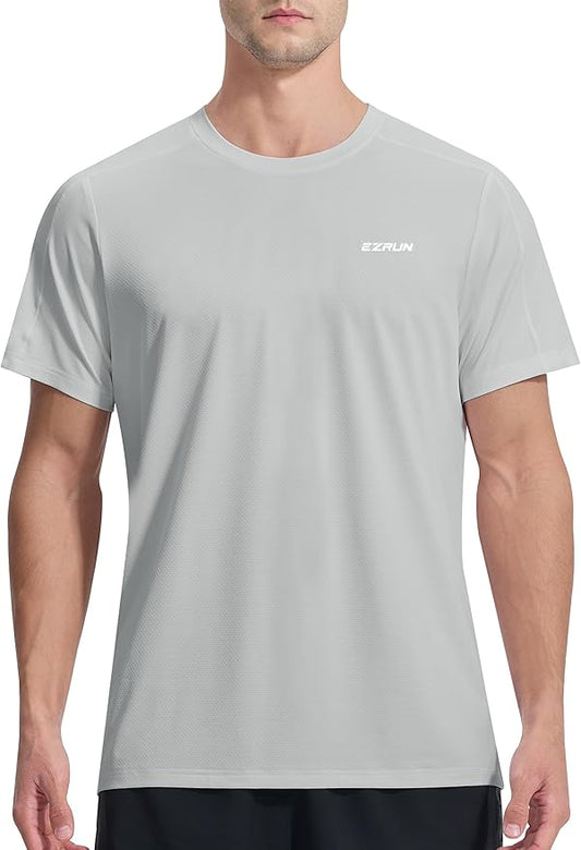 EZRUN Men's Lightweight Short Sleeve T-Shirt Quick Dry Workout Running Athletic Swim Shirts Fishing Rash Guard