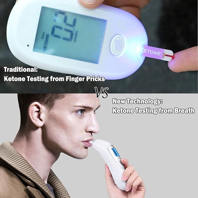 Ketosis Meter Portable Ketosis Breath Tester for Testing Ketosis - Home Ketone Breath Analyzer Professional Ketone Breath Meter - Accurately Monitor Ketonsis in Your Breath with 10 Mouthpieces