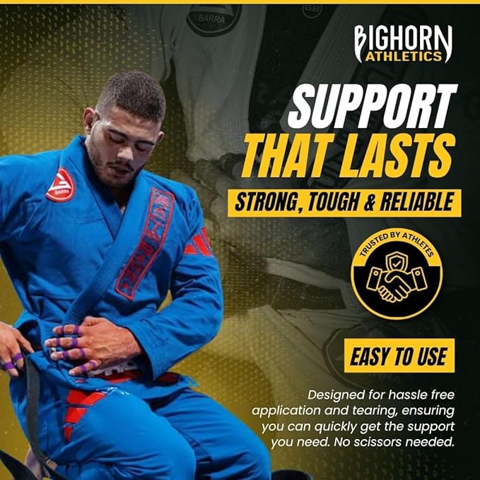 Bighorn Athletics Jiu Jitsu Finger Tape | Residue-Free Athletic Finger Tape for Sports & Injuries: Rock Climbing, Volleyball, Football, Basketball, Hands & Toes | 0.3-Inch x 45-feet, 8-Rolls, Purple