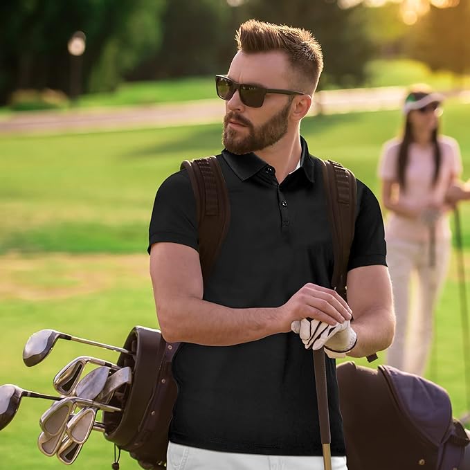 Mio Marino Golf Polo Shirts for Men - Dry Fit - Ultra-Thin Breathable Fabric