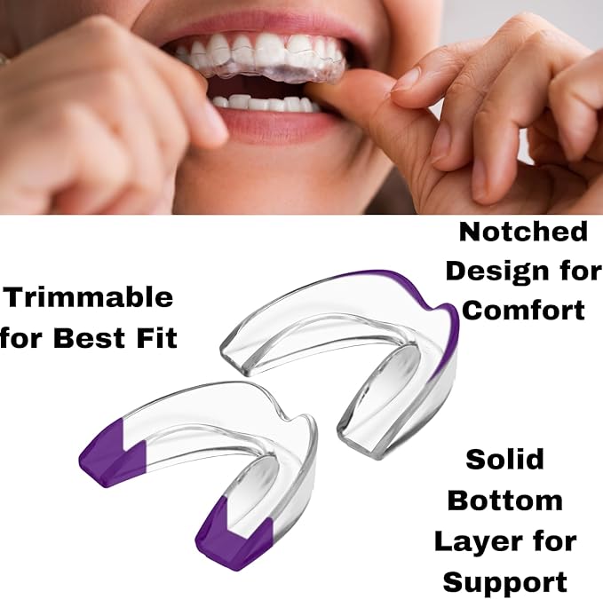 Mouth Guard for Grinding Teeth at Night Guards for Teeth Grinding 8-Pack (2 Sizes) and 2 Travel Cases Trimmable Design Hot Water Fit Mouthguard for Tooth Protection