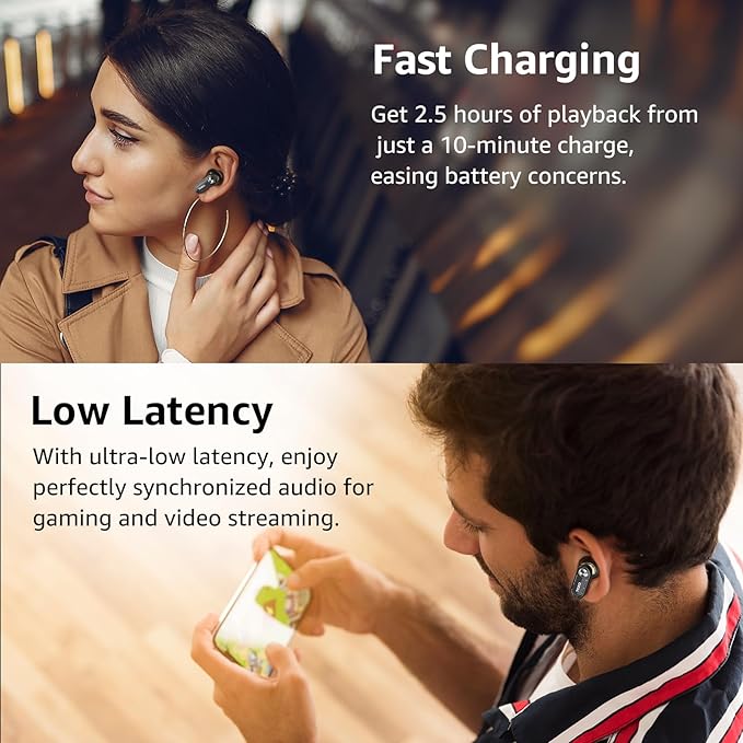 TOZO Crystal Pods Hybrid Active Noise Cancelling Wireless Earbuds, 10mm Drivers Deep Bass Stereo Sound, 4 Mics Smart ENC AI Calls, 32 EQ via App, Bluetooth 5.4 Headphones, Crystal Case Design
