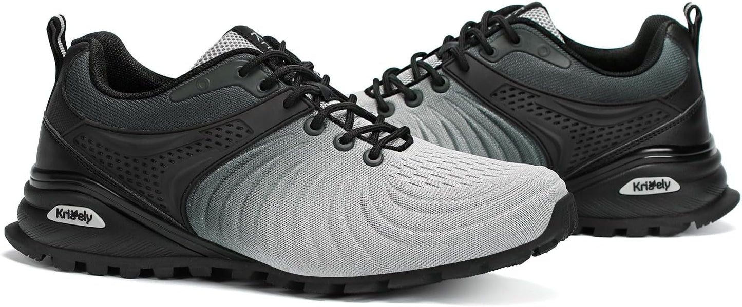 Kricely Men's Walking Shoes Breathable Lightweight Fashion Sneakers Non Slip Sport Gym Jogging Trail Running Shoes