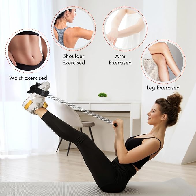 Pedal Puller Resistance Bands with Single Spring – Durable Sit Up Equipment for Home Gym, Strength Training for Abs, Legs, Chest – Portable Full-Body Workout Gear