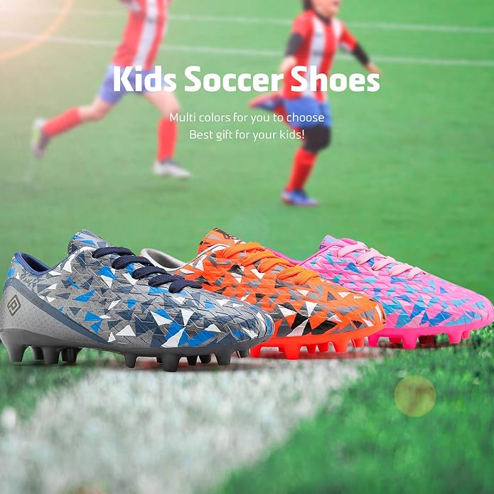 DREAM PAIRS Boys Girls Soccer Cleats Youth Firm Groud Athletic Outdoor Trainning Football Shoes for Little/Big Kid