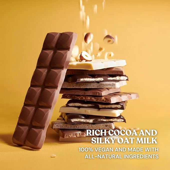 7th Heaven, Vegan Hazelnut Cream Oat Milk Chocolate Bar (3.5oz Full Size Candy Bars - 4 Packs) - Perfect for Easter Candy, Plant Based Dairy Free Chocolate with Peanut Butter Filling, Fair Trade Cocoa & Coconut Oil, Kosher Parve