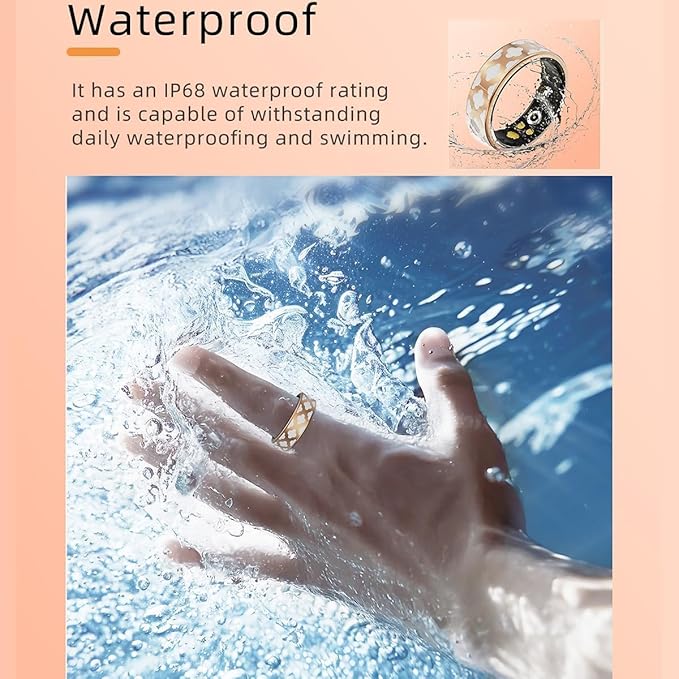 Smart Ring Health Tracker for Women Men, Fitness/Sleep/Stress/HR Tracker, Fitness Tracker with Steps, Distance & Calorie Count, iOS & Android Compatible, IP68 Waterproof (10#)
