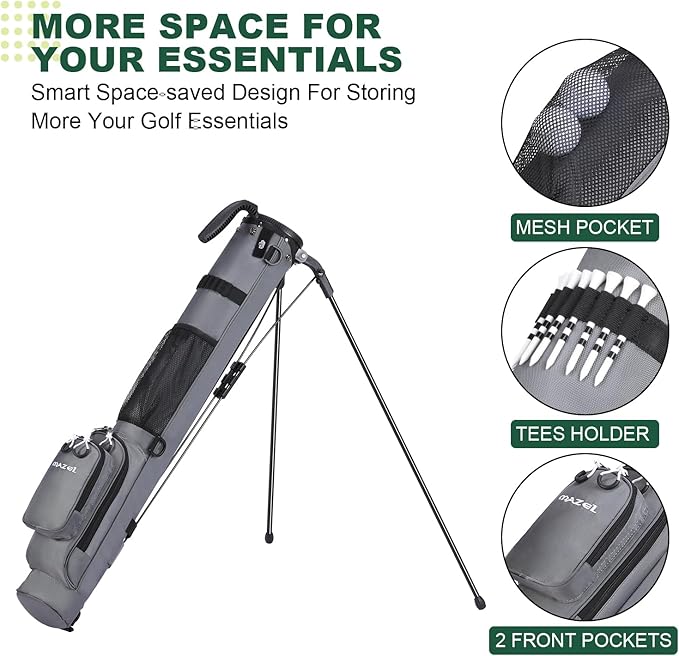 MAZEL Lightweight Golf Bag for Men – Easy to Carry Golf Clubs Bag with Shoulder Strap,Pitch n Putt Golf Stand Bag for Driving Range,Par 3 and Executive Courses - Fit Up to 8 Clubs