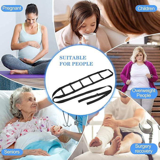 Pull Up Bed Ladder Assist,Assist Device with Handle Grips,Adjustable Length Bed Lift, Sit Up Helper Bed Assistance, Mobility Aid or Elderly, Senior, Injury Recovery Patient, Pregnant