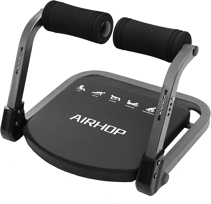 AIRHOP Ab Machine for Stomach Workout, Abs Workout Equipment for Sit Up Exercise, 4-Speed Adjustable Ab Trainer Machine with Automatic Rebound, Home Gym Abdominal Exercise Equipment for All Ages