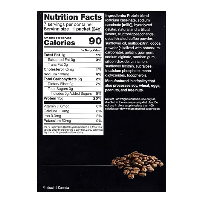 PROTIFIT - High Protein Hot Drink Mix,15g Protein, Low Calorie, Low Carb, Low Fat, Low Sugar, Cholesterol Free, Ideal Protein Compatible, 7 Servings Per Box (Decaf Cappuccino)