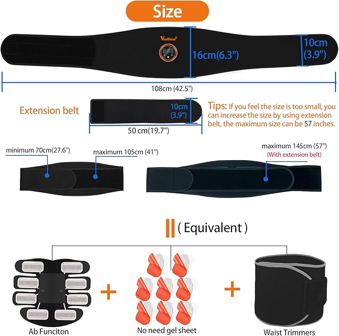 ABS Stimulator Muscle Toner Flex Fitness Belt for Waist Trimmers FDA Cleared AB Machine Abdominal Toning Ems (Green, One Size)