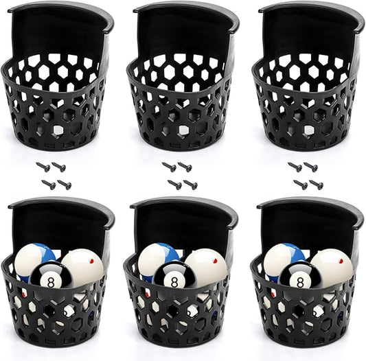 6 Pack Pool Table Pockets, Heavy Duty Billiard Set Including 4 Corner and 2 Side Pockets