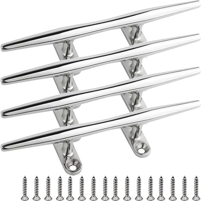 SHENGHUISS Boat Cleat 316 Stainless Steel Open Base Boat Dock Cleats（4"/5"/6"/8"/10"/12"） Silver/Gold for Boat, Dock, Kayaks, Nautical Decor ect
