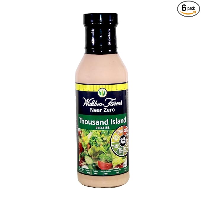 Walden Farms Thousand Island Dressing – Calorie-Free, Gluten-Free, Low Carb, Keto-Friendly, Sugar-Free, Fat-Free, Dairy-Free Creamy Thousand Island Flavor – 6-Pack, 12 oz Bottles