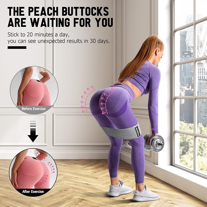 WALITO Resistance Bands for Working Out, Fabric Exercise Bands for Legs and Butt, Workout Bands for Women and Men, Booty Band for Yoga Starter Set, Pilates, Rehab, Fitness and Home Workout